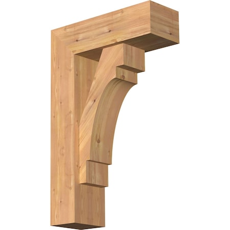 Ekena Millwork Merced Block Smooth Bracket w/ Offset Brace, Western Red Cedar, 7 1/2"W x 22"D x 34"H BKT0806X22X34MRC05SWR